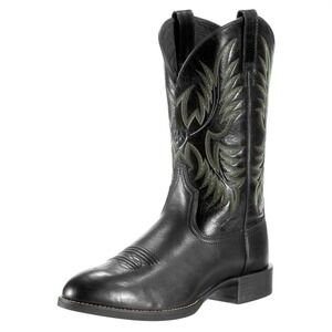 ARIAT Men's Heritage Western Boot Cowboy Leather Stockman Black Round Toe 9.5D
